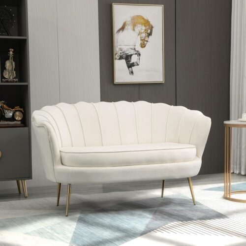 Cream Velvet 2-sits soffa – retrostil, bekväma sittplatser