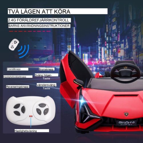 Lamborghini SIAN Electric Kids Ride On Car, Fjärrkontroll, Musik, 3-5km/h