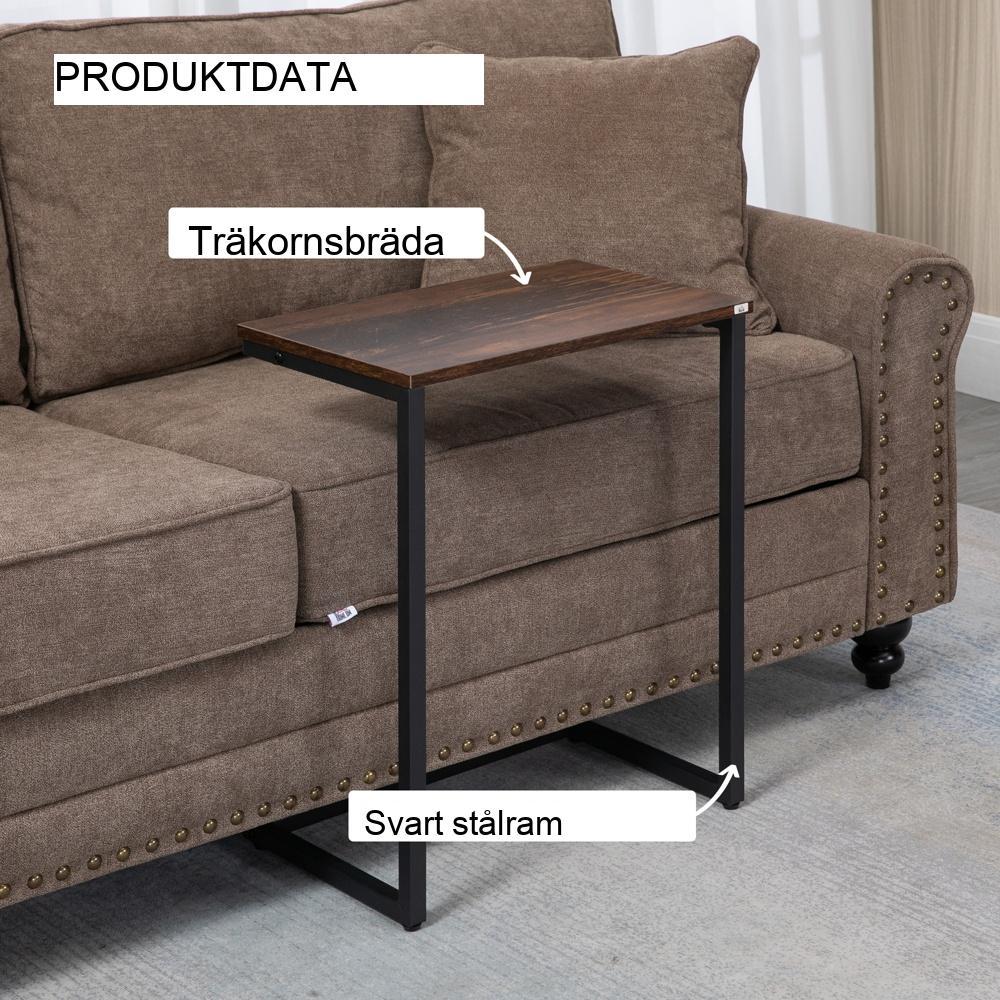 Industriella häckande sidobord – set med 3, rustik brun och stålram