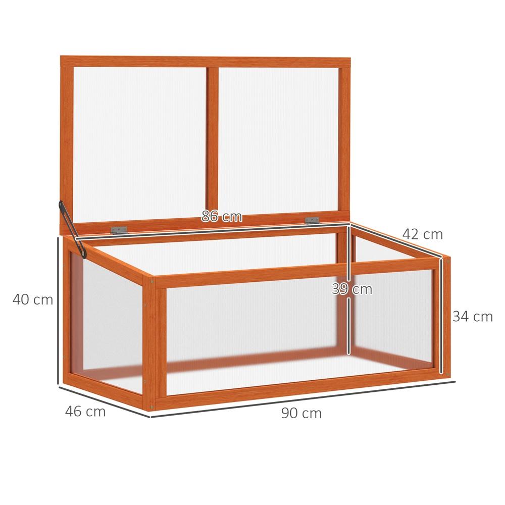 Miniväxthus i trä och polykarbonat, 90x46x40cm, Orange