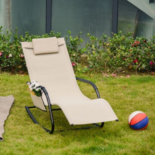 Beige Mesh gungstol Swing Lounger, Trädgård Patio Relaxing Chair