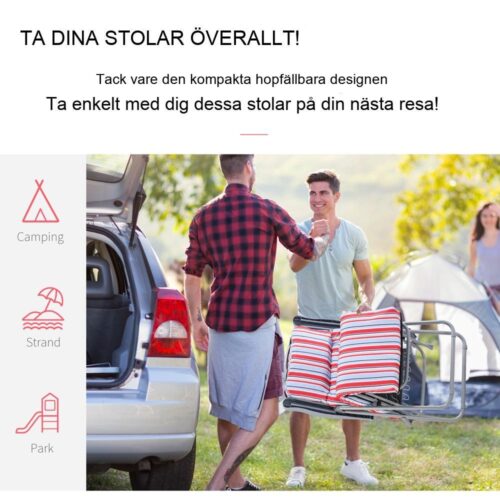 Justerbara röda trädgårdsstolar med kuddar – set om 2