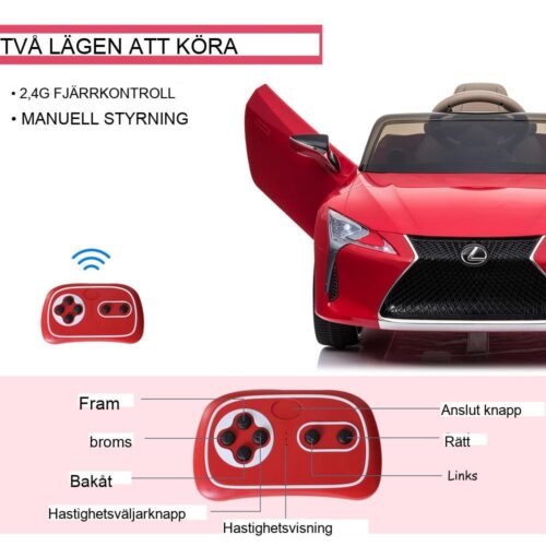 Officiellt licensierad Lexus LC500 barnelbil med fjärrkontroll och musik