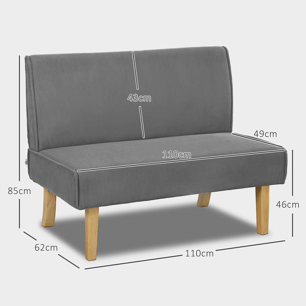 Manchester 2-sits soffa, grå – stoppad soffa med träben och skumvaddering för vardagsrum eller sovrum