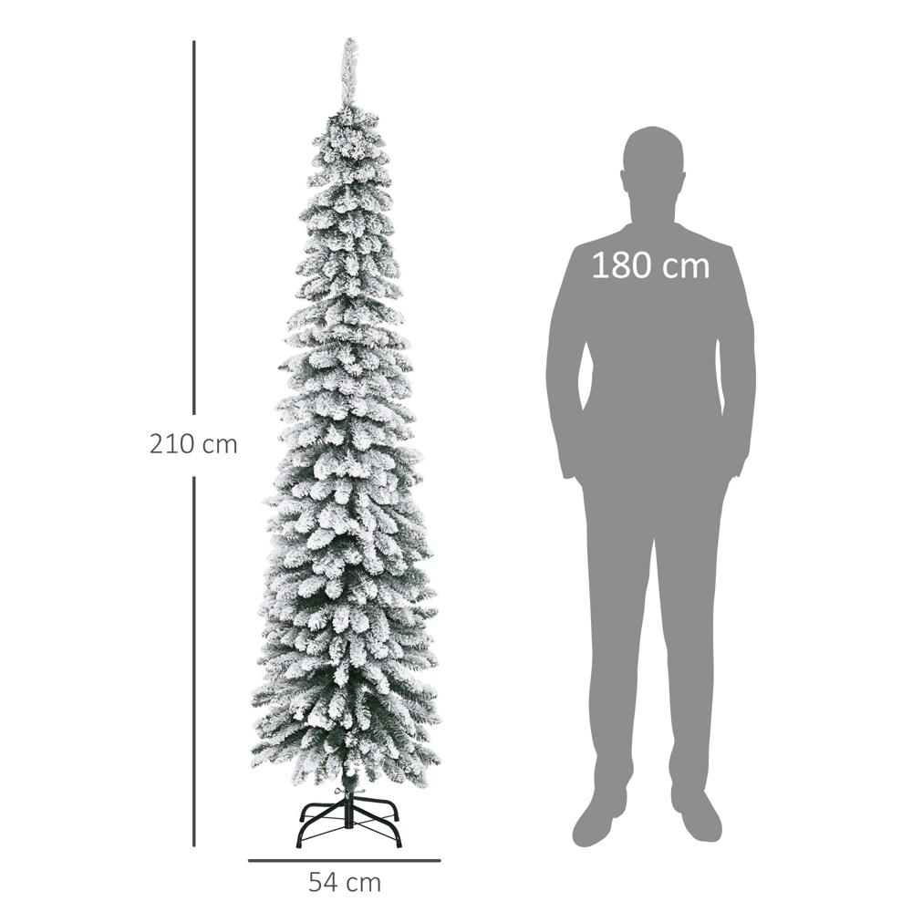 210 cm konstgjord julgran med 490 tips – Vikbar snötäckt grön och vit