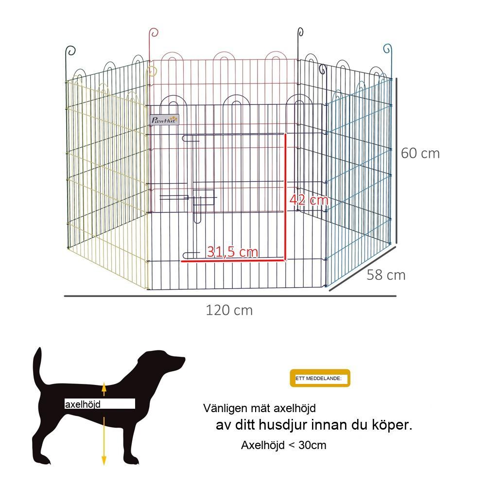 Färgglad metallvalplekhage – 6-panels hölje med dörr, 60 cm