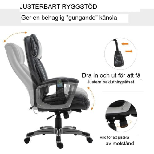 Executive Office Stol med massage och höjdjustering (svart)