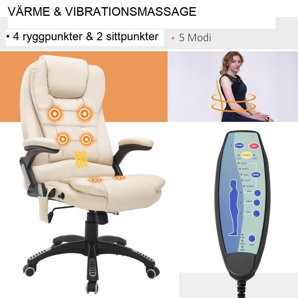 Kontorsstol med massage och värmefunktion – Beige