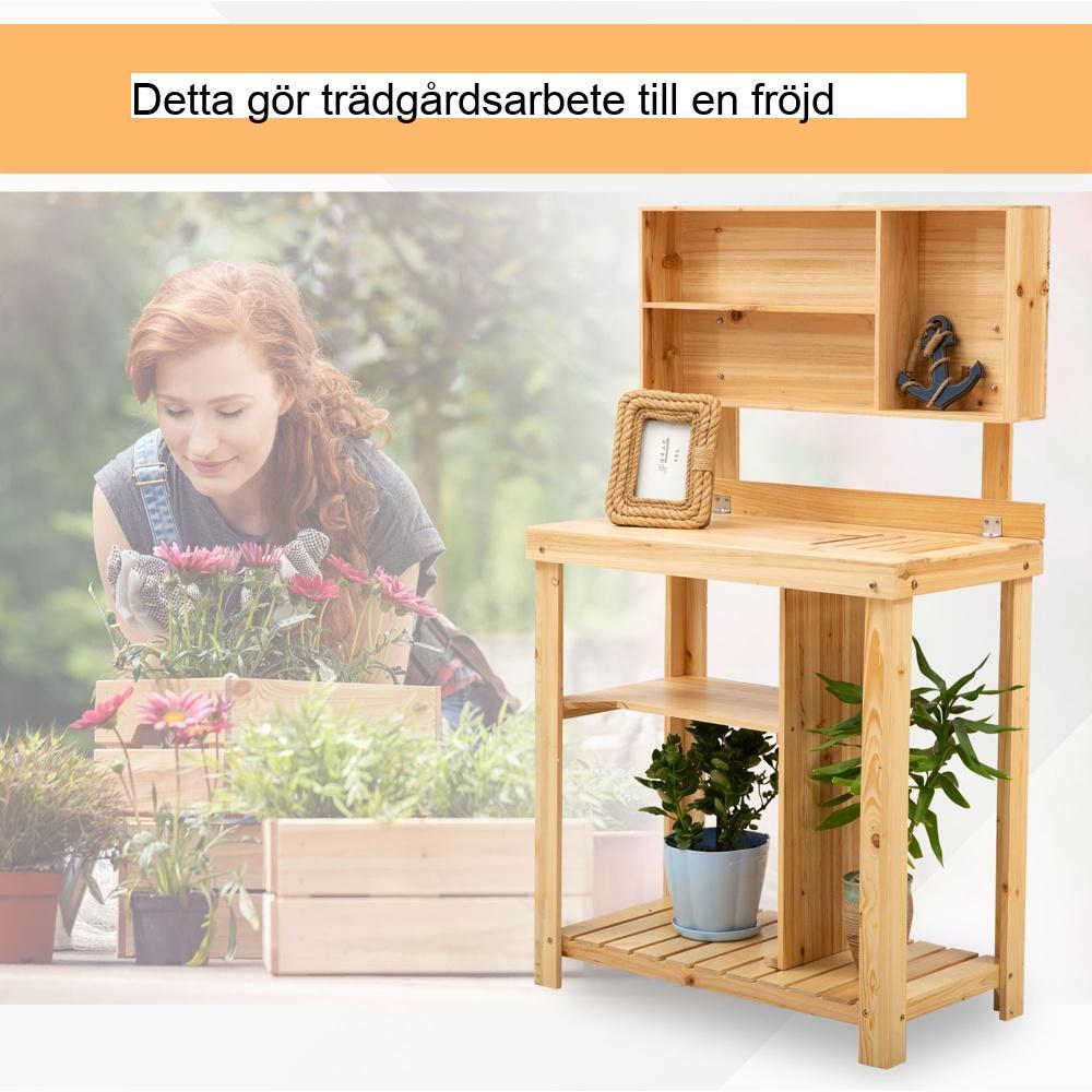 Gran Wood Plant Stand med hyllor för trädgård uteplats balkong