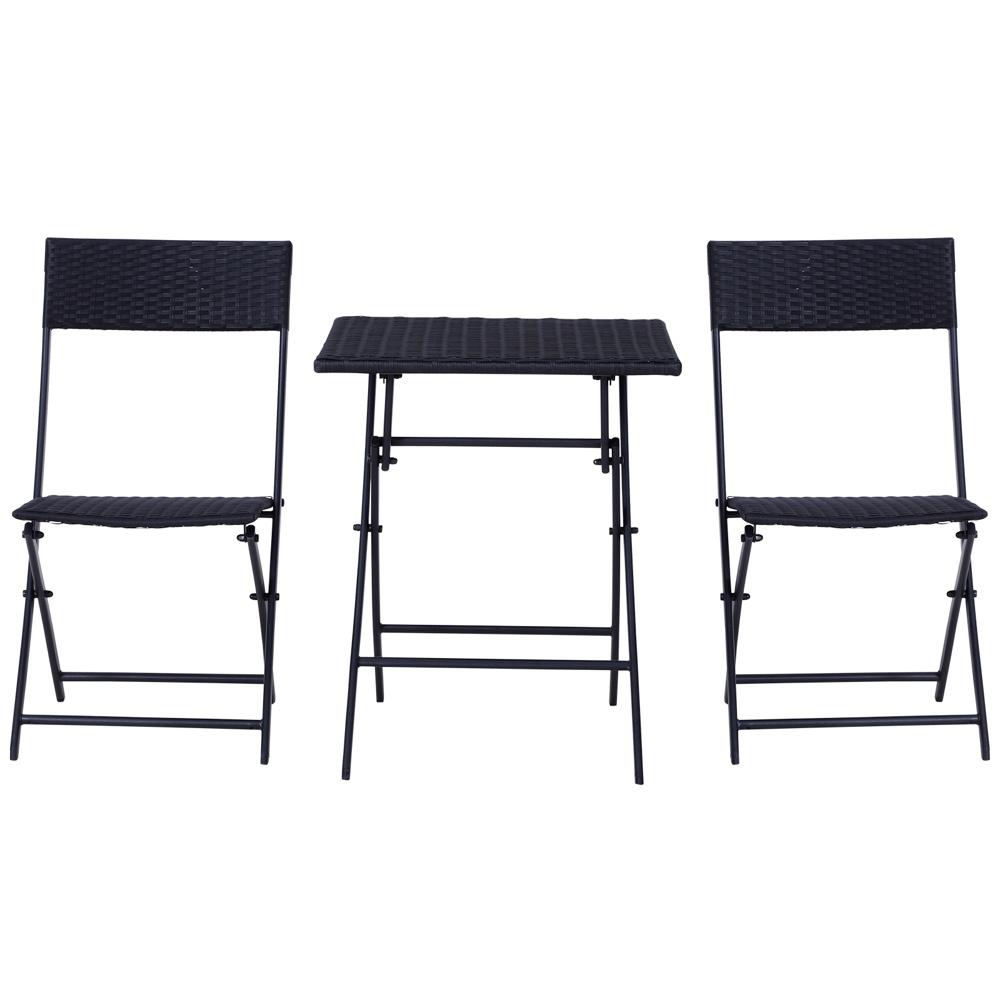 Svart Polyrattan Bistro Set för 2 – Balkong och terrassmöbler