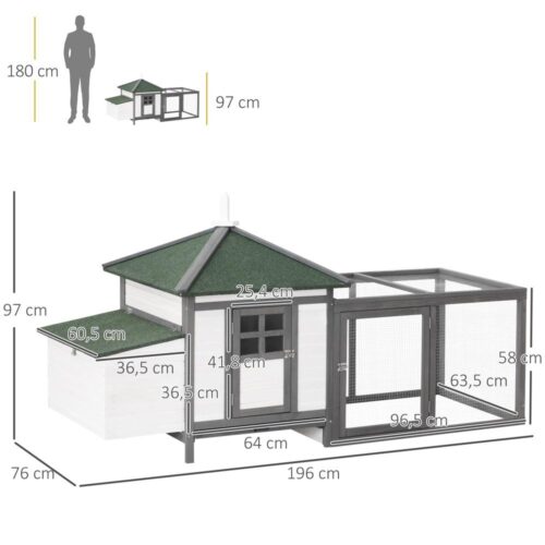 Väderbeständig Bantam Chicken Coop med Run, Abborre och Nesting Box