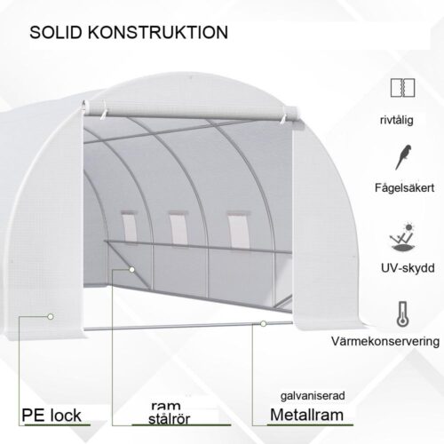 Stort ingångsväxthus för växter och grönsaker, 600x300x200cm, väderbeständigt