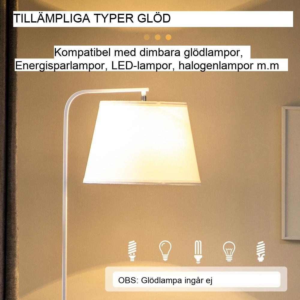 Modern 162 cm golvlampa med 2 hyllor och linne lampskärm