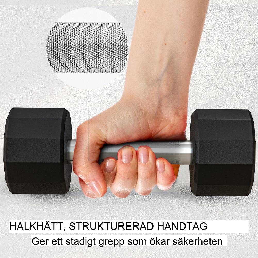 Fyrkantig halkfri metallhantelset om 2 (10 kg) för styrketräning