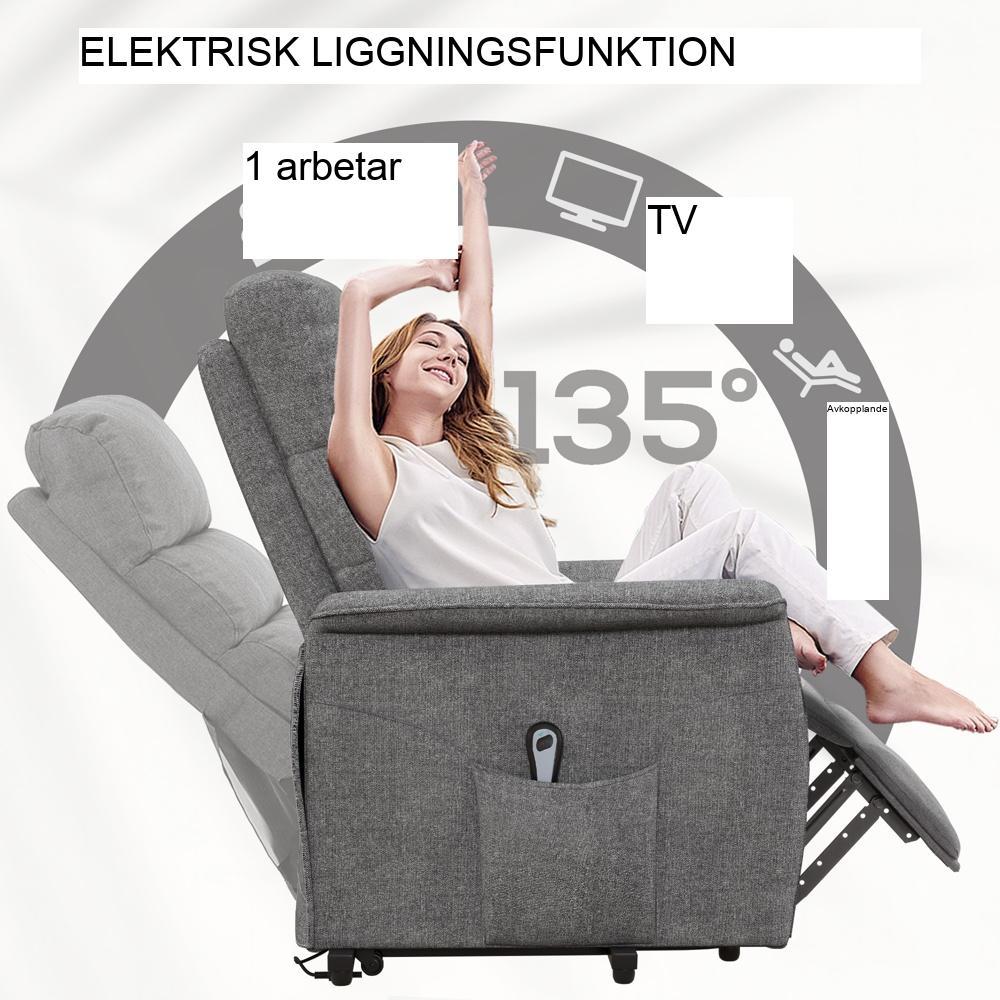 Elektrisk TV-fåtöljstol med ståhjälp och fjärrkontroll