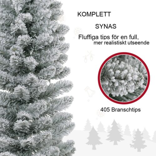 Smal konstgjord julgran, 210 cm LED-lampor och snötäckta grenar