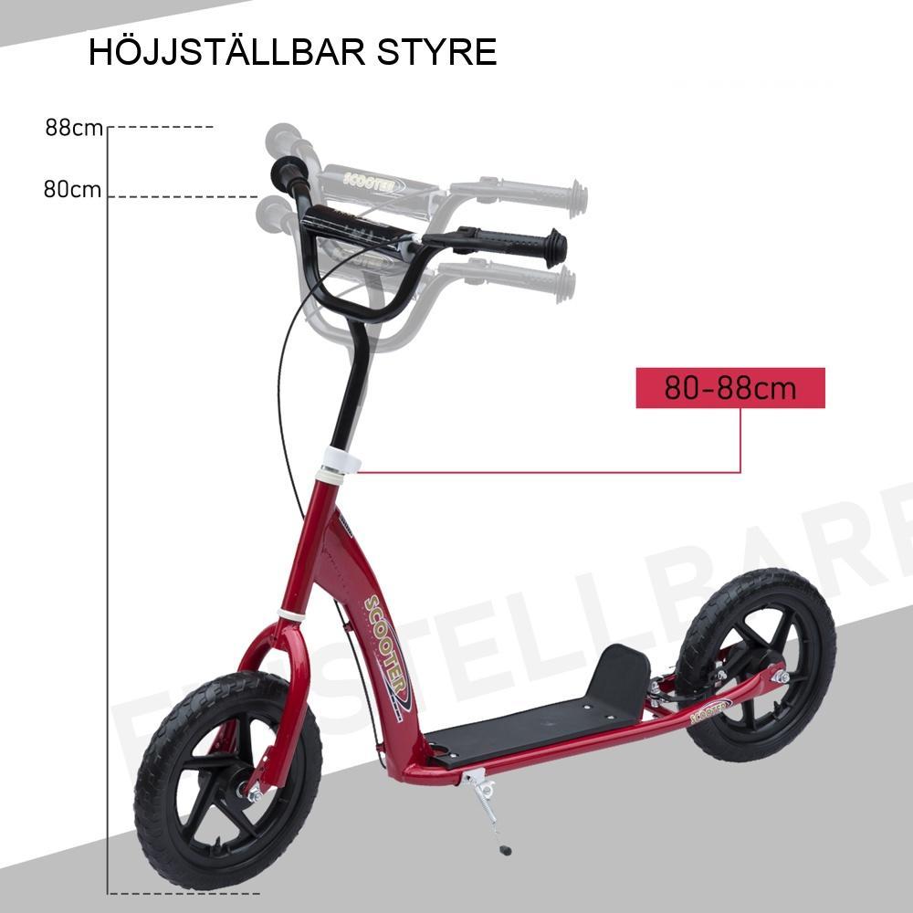 Red City Roller Scooter – justerbar höjd, bakbroms, stålram, 12 tums hjul för barn