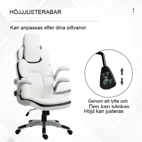 Ergonomisk kontorsstol med höjdjustering, gung- och fällbara armstöd