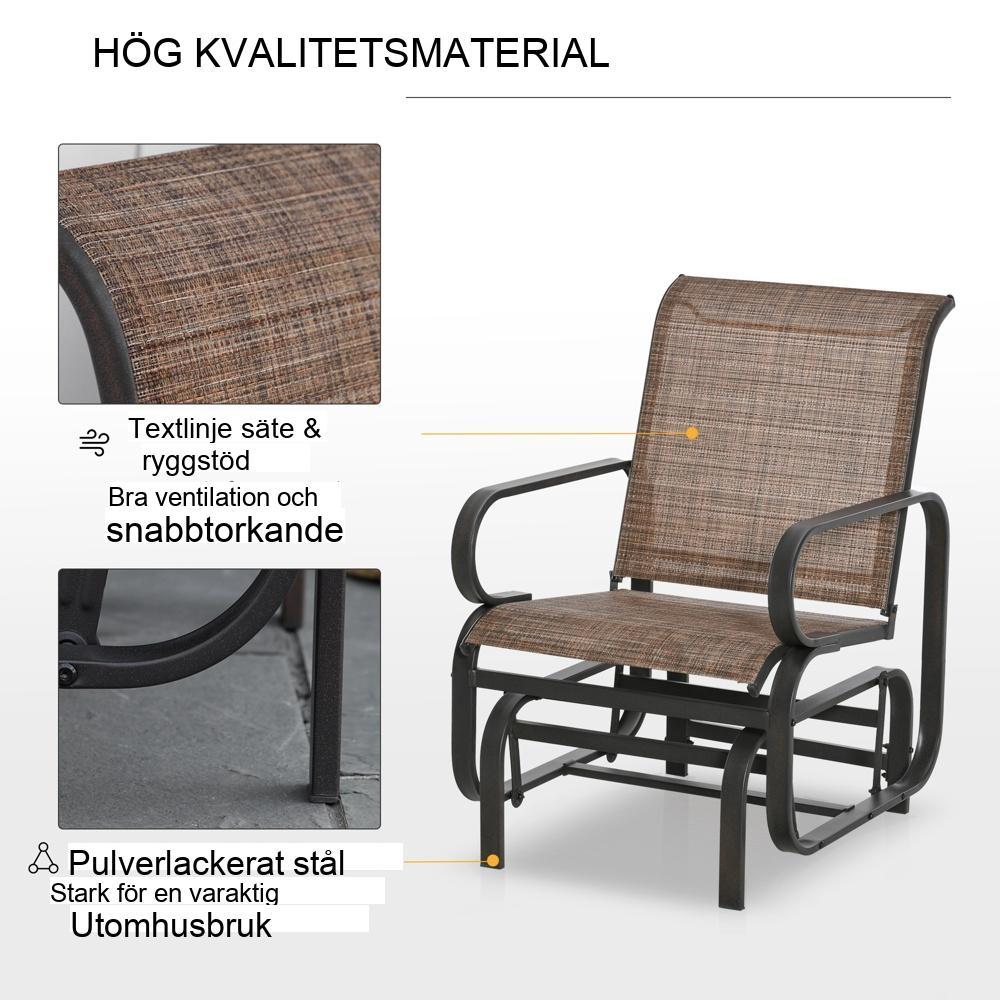 Stål Texteline gungstol Trädgårdsgunga – Brun – Patio Relaxer