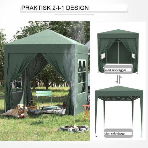 Heavy Duty Steel Gazebo Shelter | Bärbart 2x2m partytält med avtagbara väggar