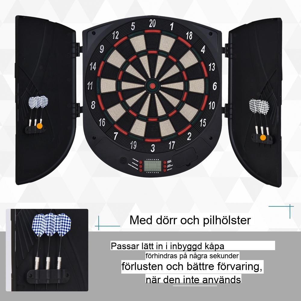 Elektronisk darttavla med dörrar, ljudeffekter och poäng för 8 spelare