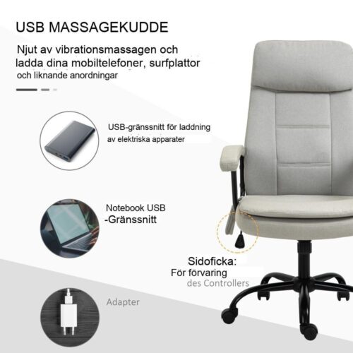 Ergonomisk massagestol med gung- och höjdjustering (beige)