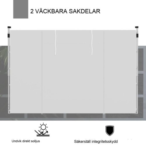 Gazebo sidopaneler set om 2 med fönster och dörrar, vit, 3×3/3x6m Oxford-tyg