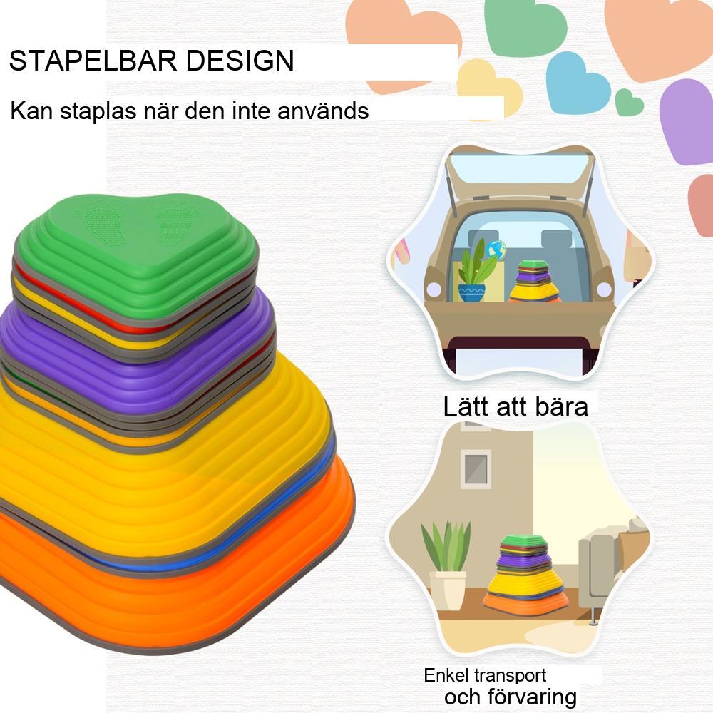 Färgglada staplande balansstenar, 11-delat set för barn i åldrarna 3-8, upp till 80 kg lastkapacitet