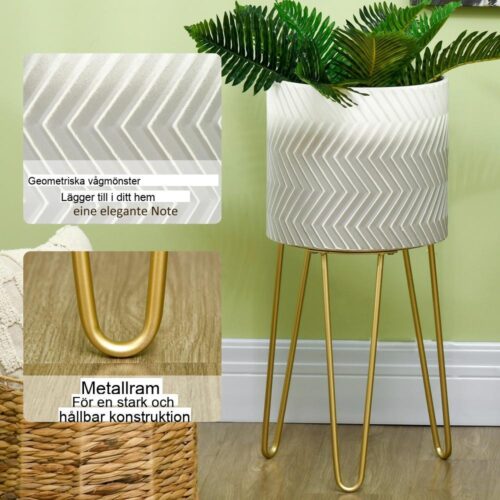 Modern Metal Plant Stand Set om 2 – Vit gråguld