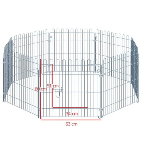 Säker och rymlig valplopp, lekhage B63xH60cm – 8 paneler Slitstark metallhölje för hundar och smådjur