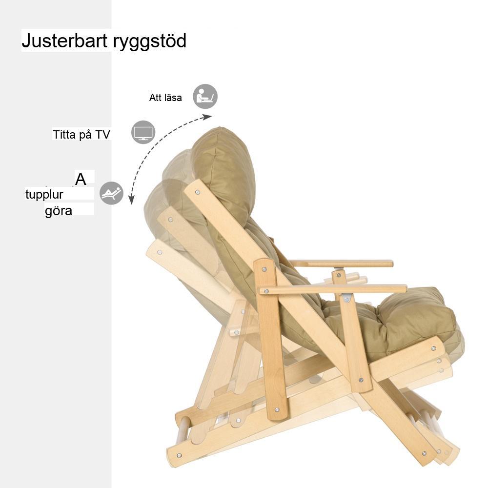 Brun hopfällbar klädd avslappningsstol med justerbart ryggstöd