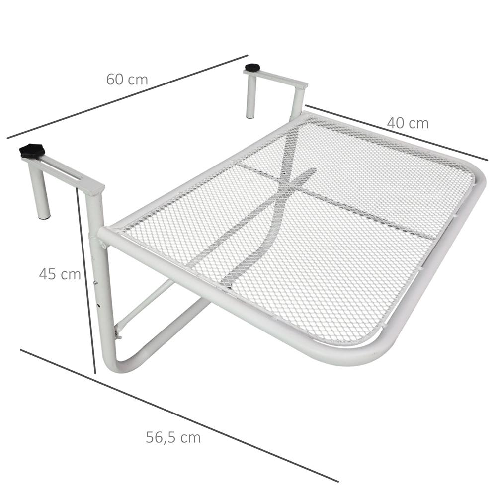 Vit Justerbart Hängande Balkongbord Metall 60×56,5cm för Trädgårdsterrass