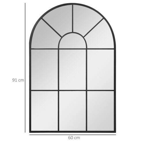 Svart välvt fönster väggspegel, 91x60cm, metallram för vardagsrummet sovrum