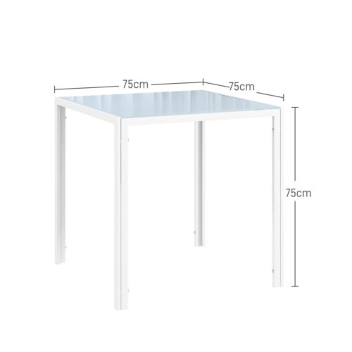 Elegant matbord i vitt fyrkantigt härdat glas för 4 personer