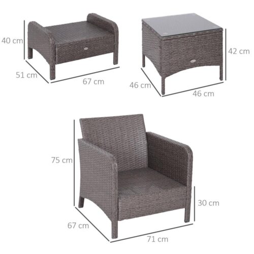 Modern sittgrupp i polyrattan – 5 delar set med kuddar för uteplats