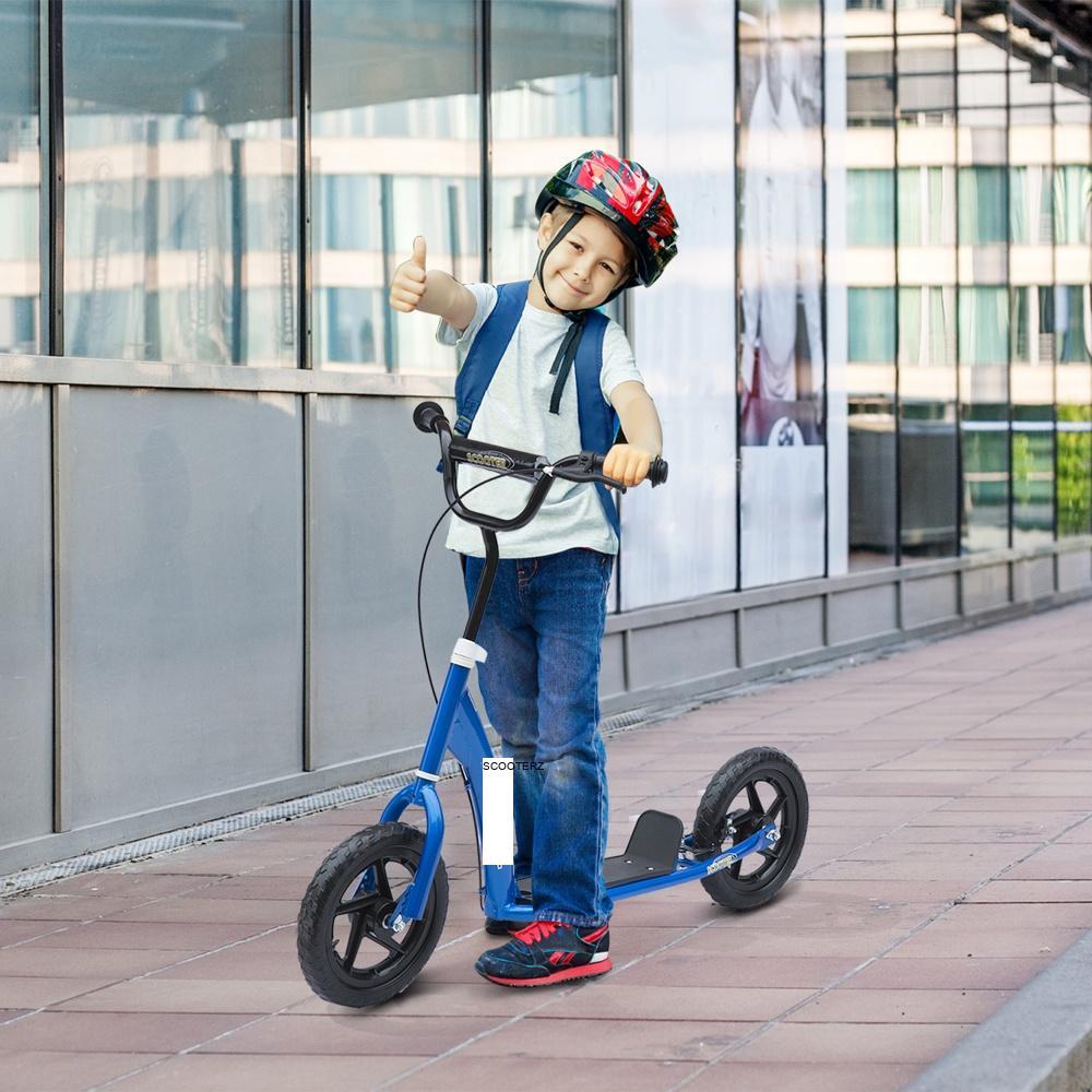 City Roller 12 tums skoter i stål med bakbroms och justerbart styre – blå