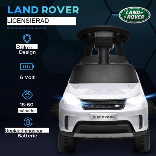 Land Rover Kids elbil med skjutläge och musik (vit)