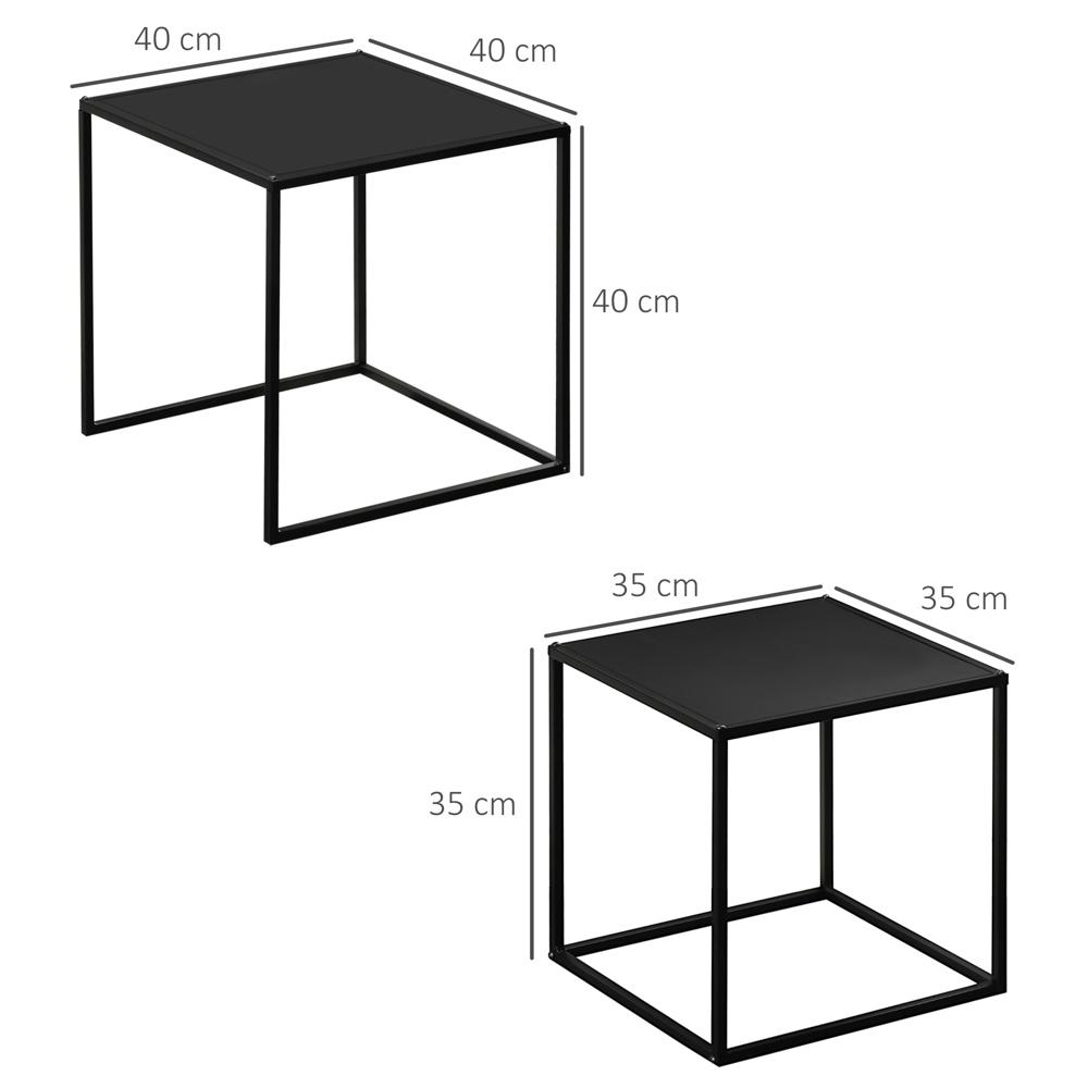 Modernt soffbord set med 2 st, stålstomme, svart, 10 kg kapacitet