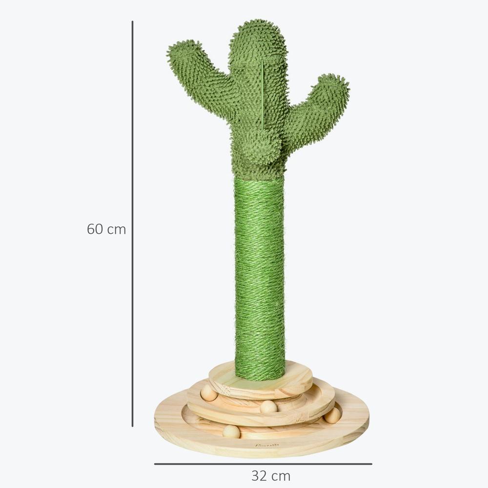 Cactus Cat Scratching Post – Sisalrep och träleksak, 60cm