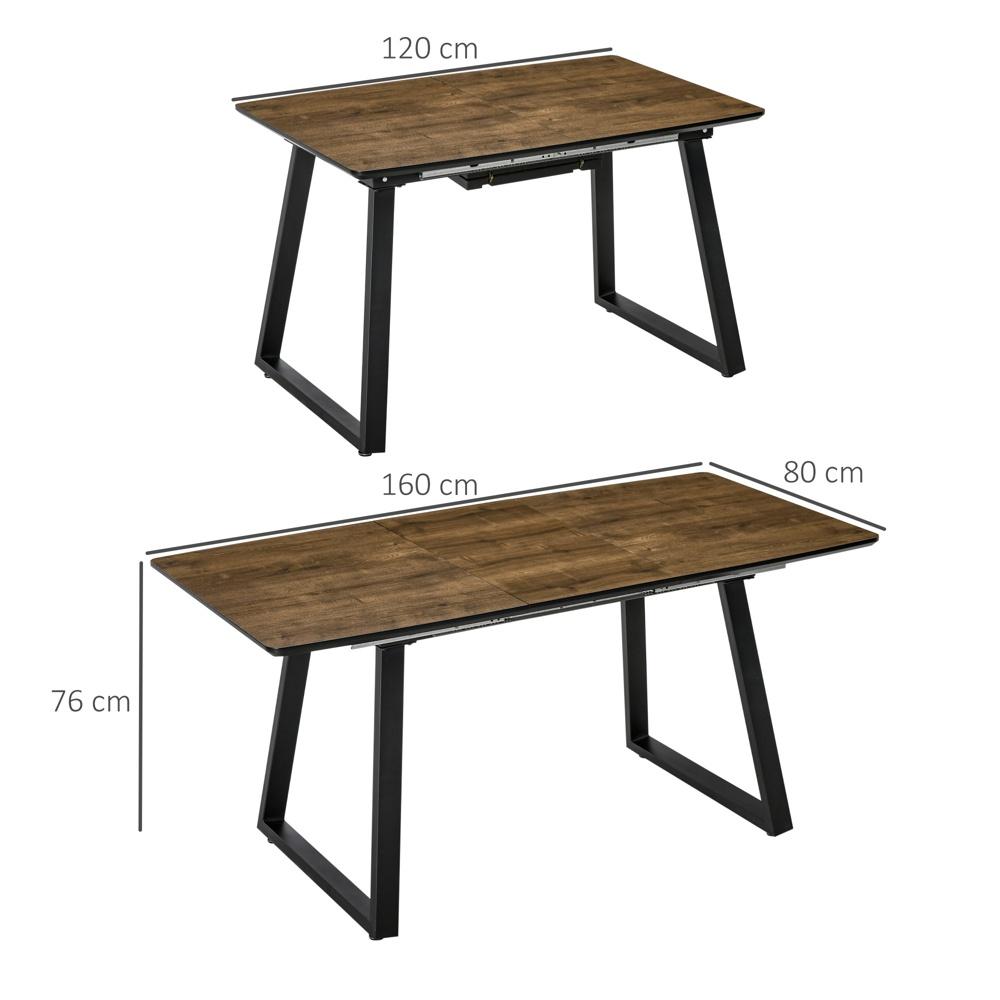 Utdragbart industriellt matbord – 4-6 platser, trälook och metallram