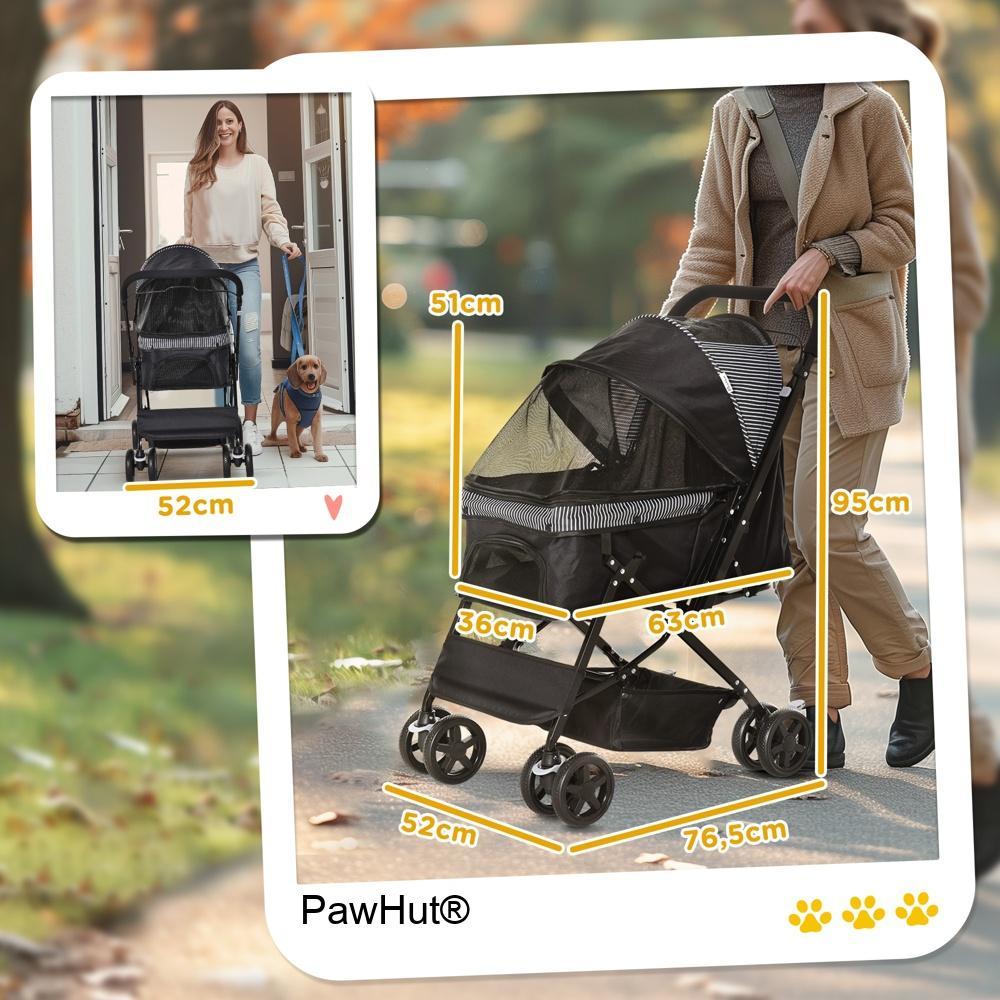 Oxford Dog Buggy Stroller – Säker och rymlig husdjursvagn för små hundar (svart)