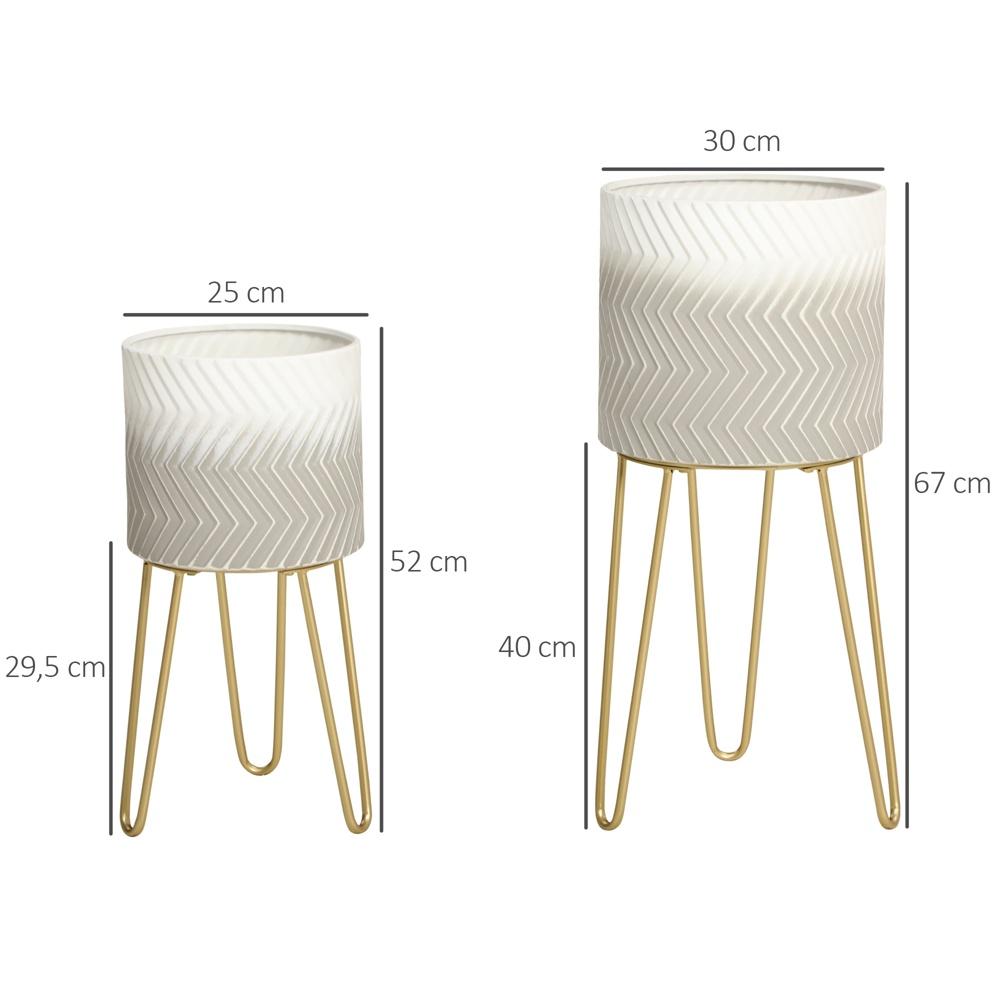 Modern Metal Plant Stand Set om 2 – Vit gråguld