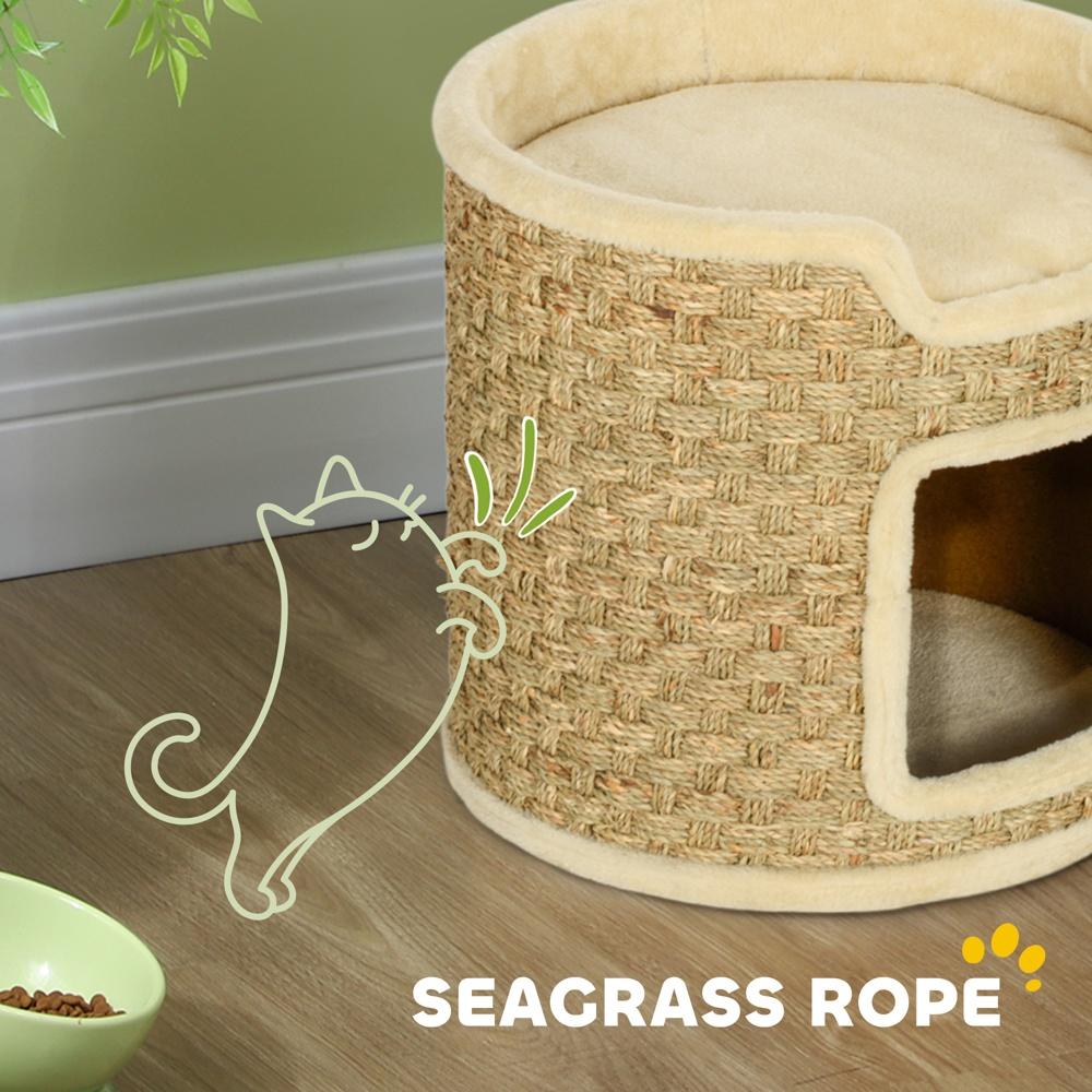 Khaki Cat Tower Barrel Skrapstolpe – 2 nivåer, Sisal Material