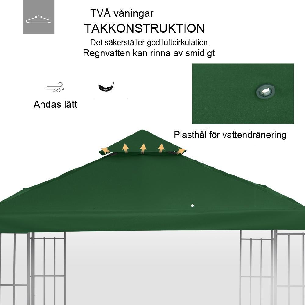 Kolgrå 3x3m Paviljongtak – Vattenavvisande polyesterersättning