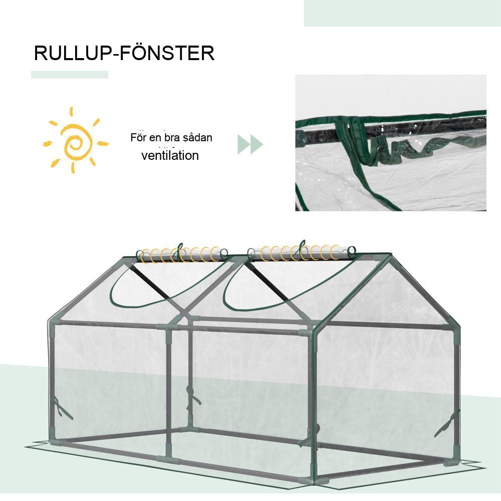 Kompakt PVC-växthus med fönster, 120x60cm kall ram för vinterväxtskydd