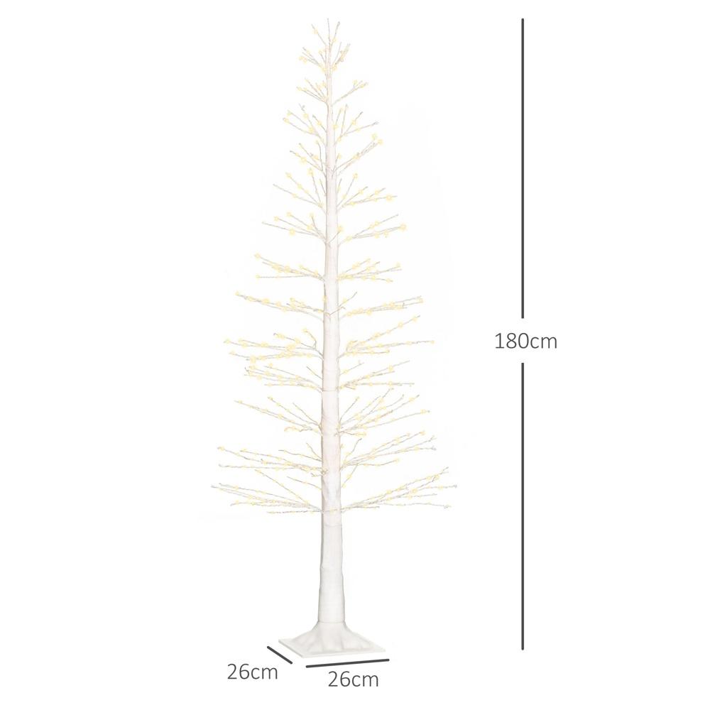 180 cm förbelyst LED-julgran med 810 varma vita lampor inomhus utomhusdekorationer vit