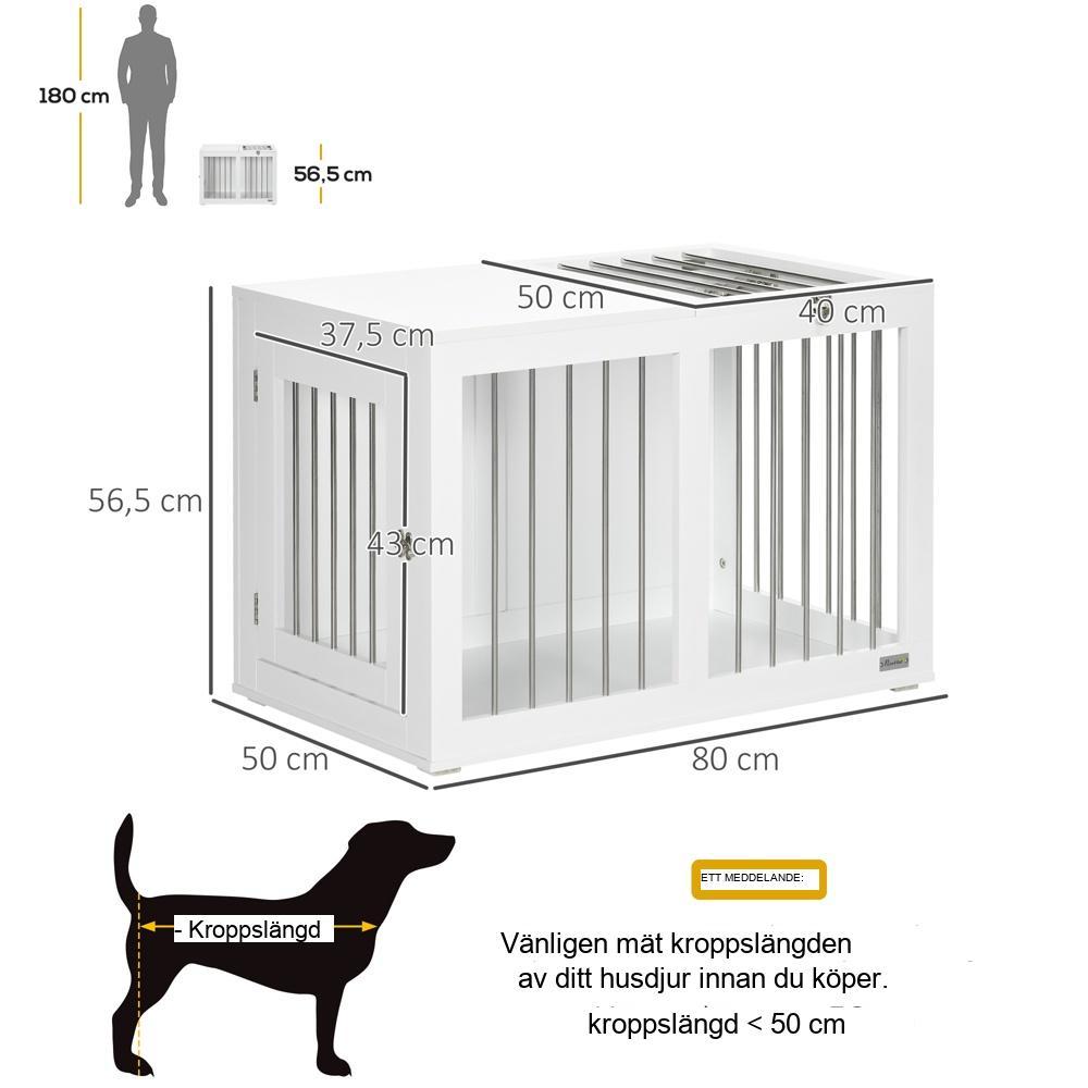 Modern hundlåda i stål med dörrar, medelstor vit (80x50x56,5 cm)