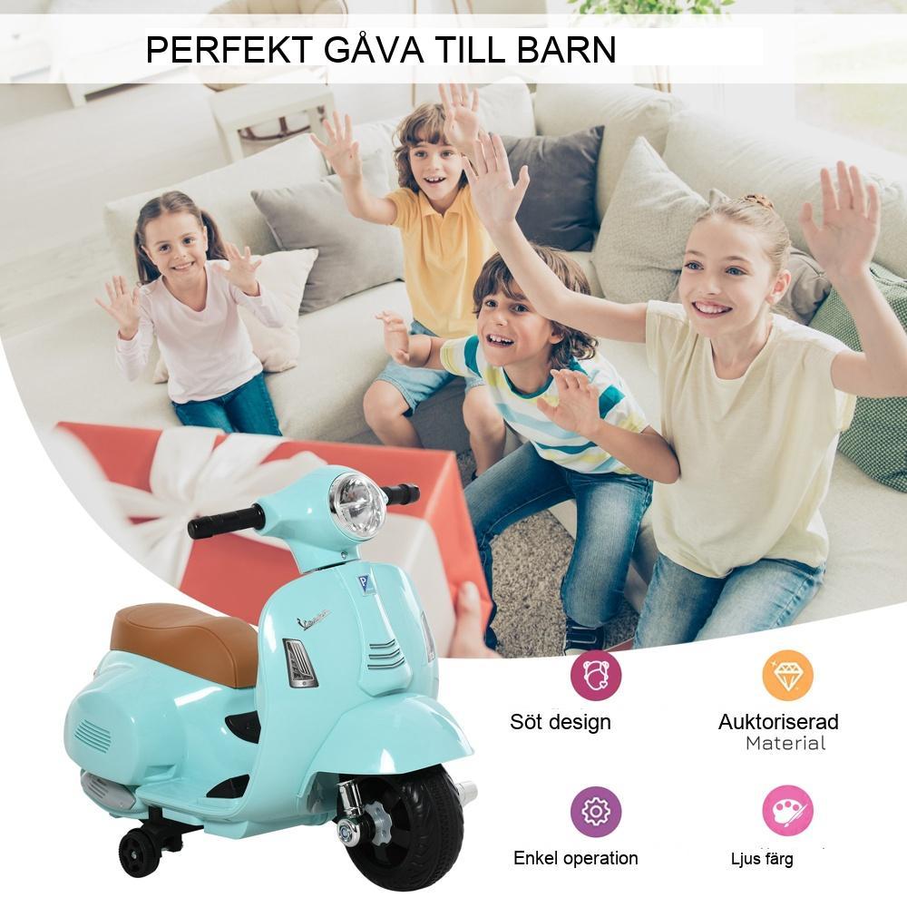 Officiellt licensierad Vespa Kids Ride-On, elmotorskoter med strålkastare och signalhorn 1,5-3 år