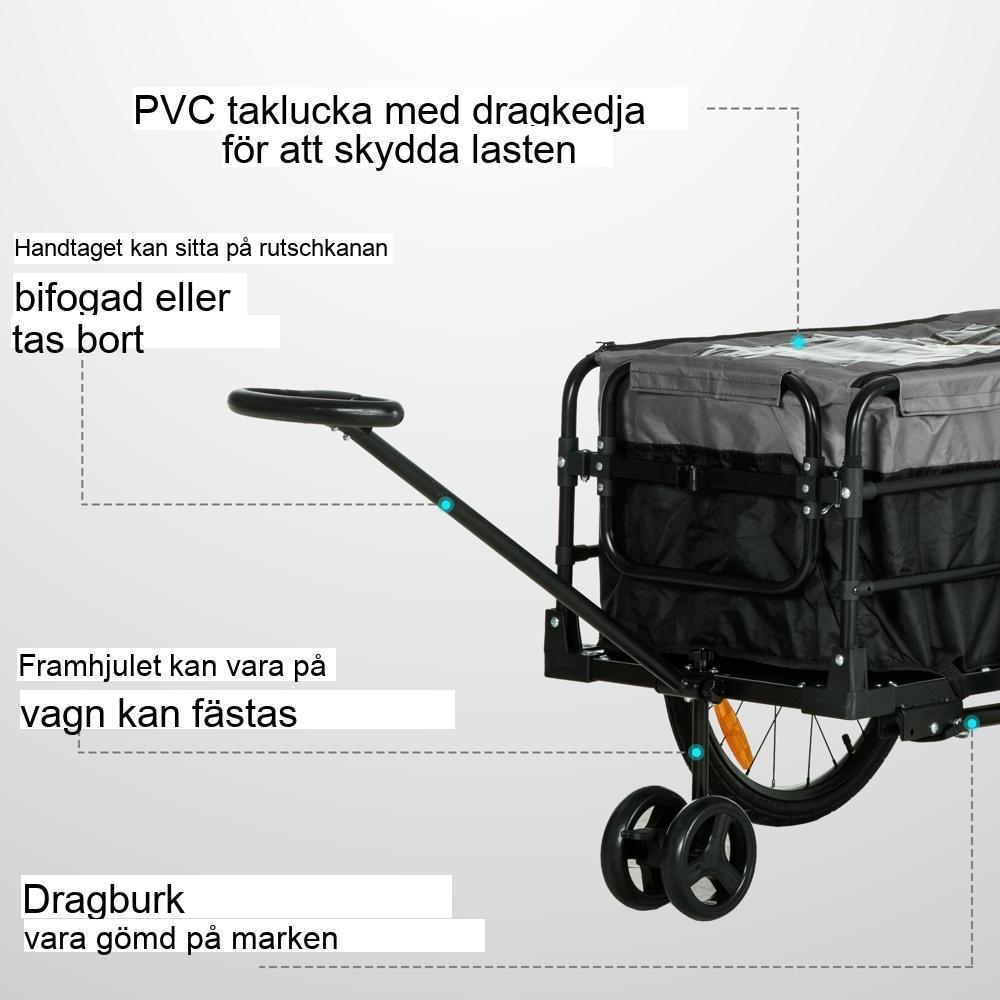 2-i-1 cykelsläp och handkärra med stora däck, 40 kg kapacitet