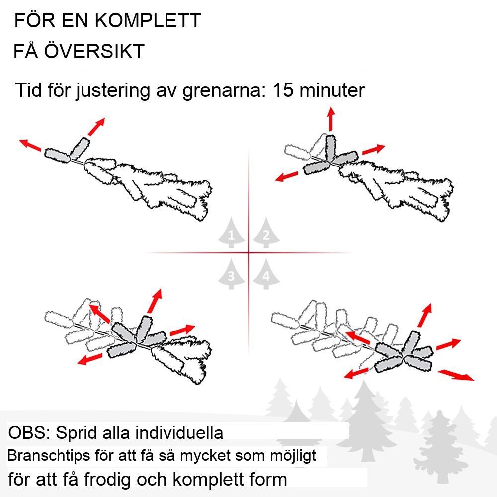 180 cm smal konstgjord julgran med 150 LED-lampor och snötäckta grenar